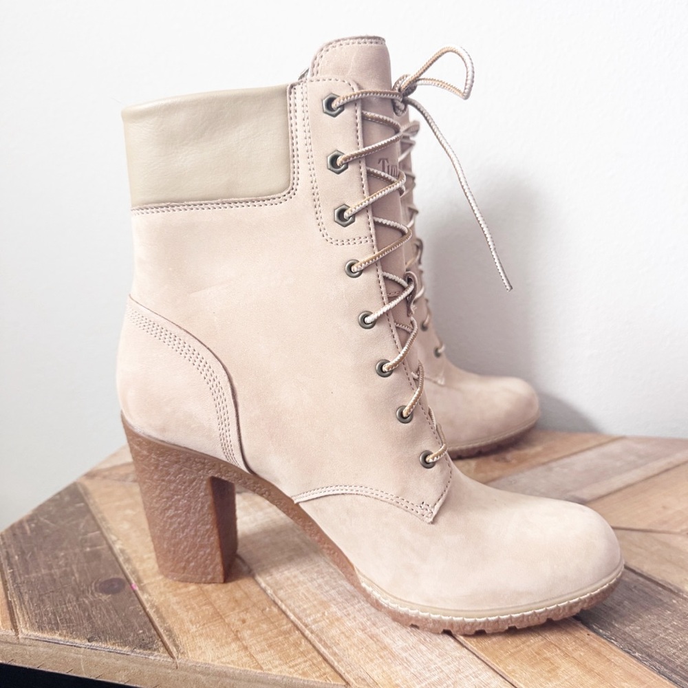 Timberland Glancy Light Taupe Nubuck Lace Up Boots - Picture 5 of 11